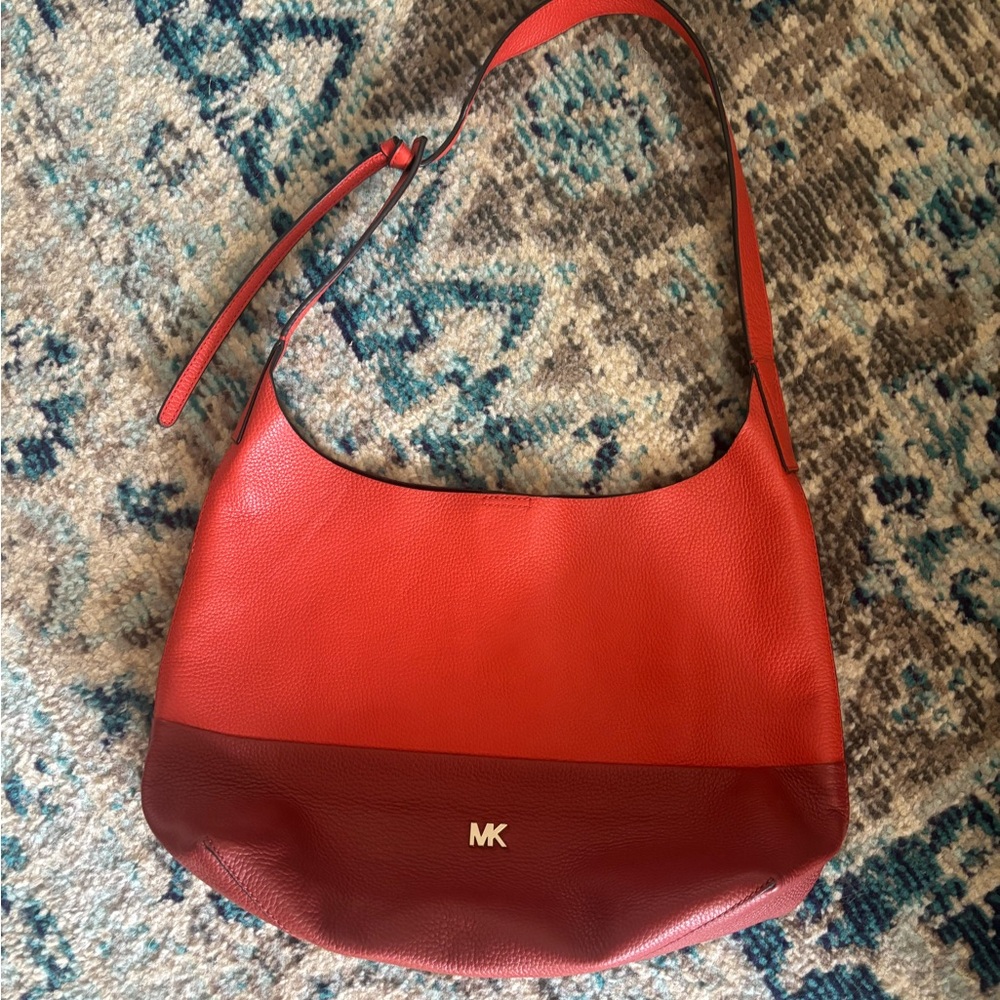 Michael Kors Two-Tone Orange and Burgundy Shoulder Bag
